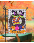 Evergreen Flag Witch Wreath Garden Burlap Flag