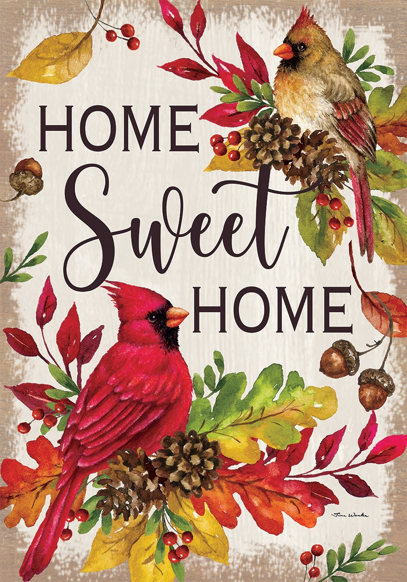 12" Garden Flag - Home Sweet Cardinals