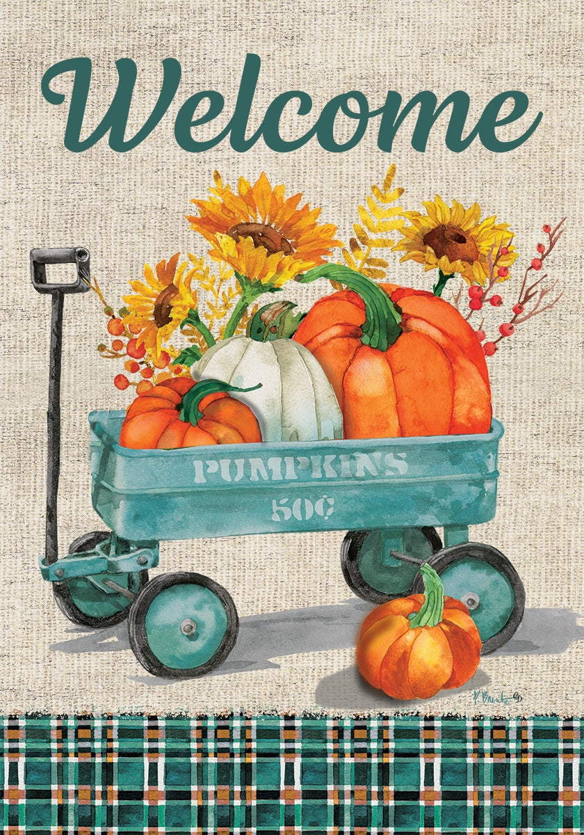 12" Garden Flag - Pumpkin Wagon