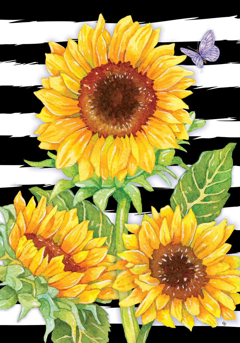 12" Garden Flag - Sunflower Stripes