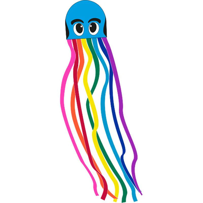 121" Octopus Kite - Blue with Rainbow Tails