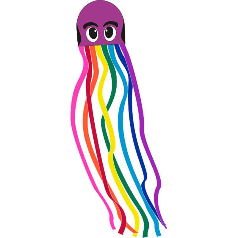 121" Octopus Kite - Purple with Rainbow Tails