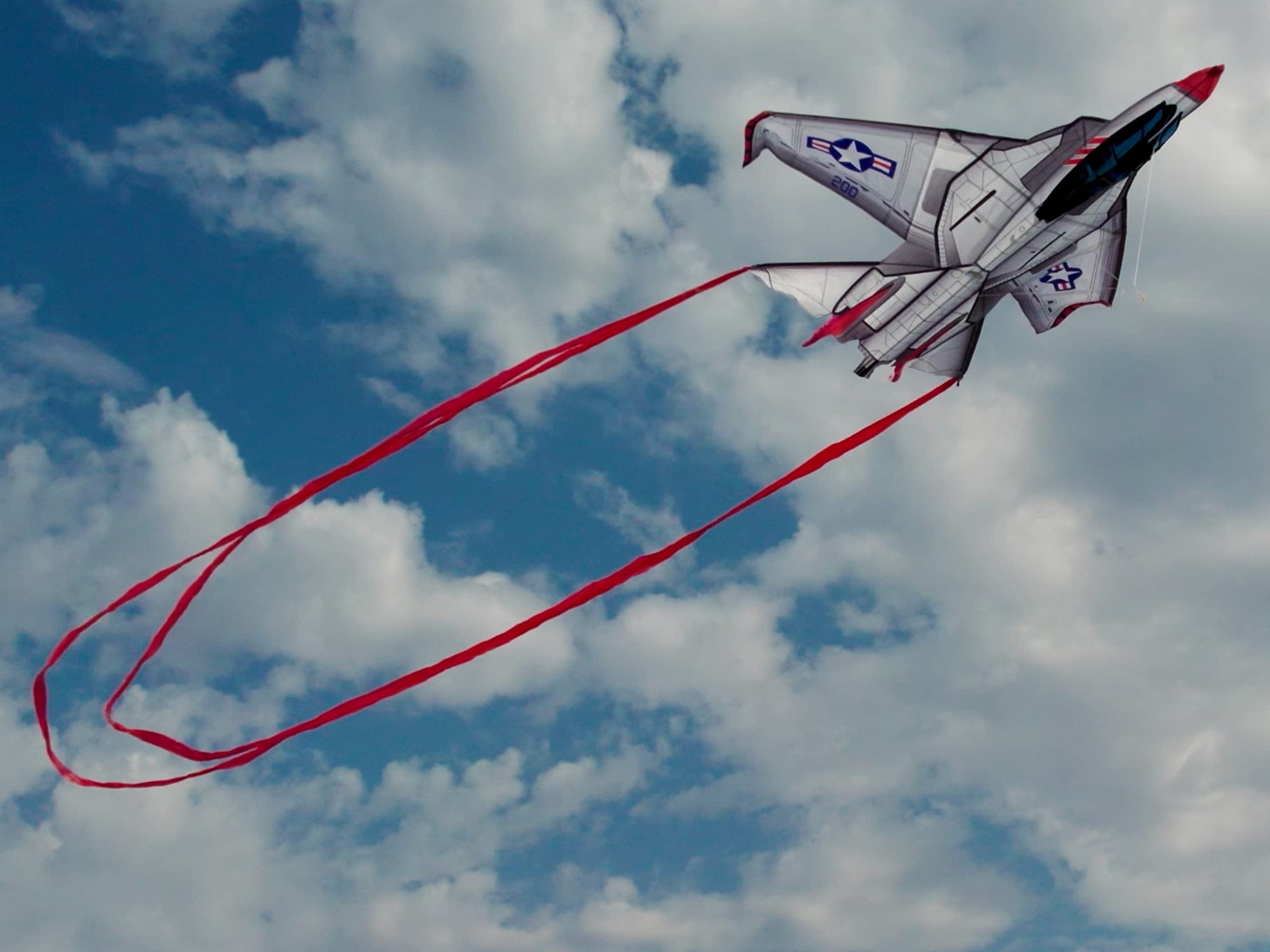 WindNSun Supersized Fighter Jet Nylon Kite w/ 3D Cockpit, 57 Inches Wide
