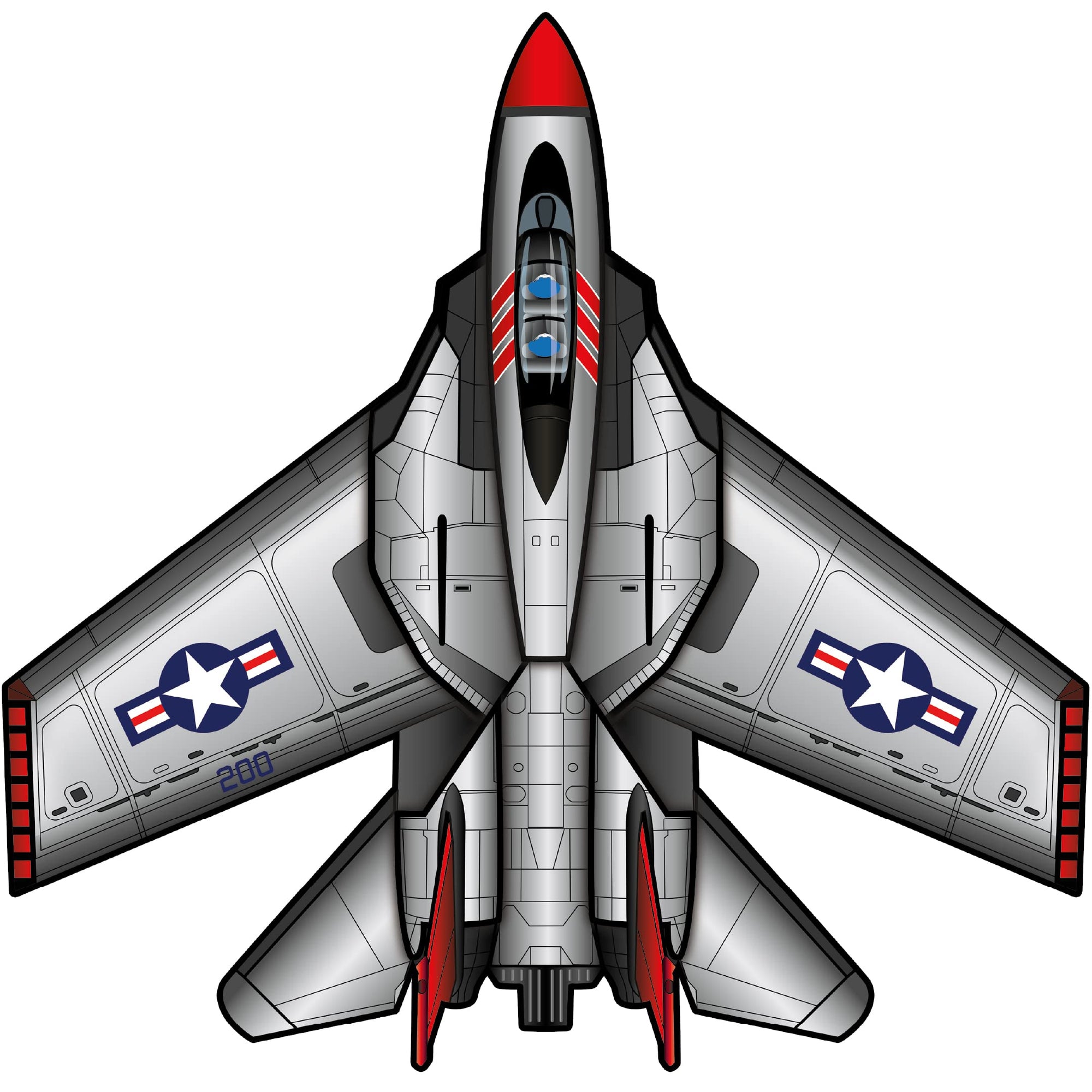 WindNSun Supersized Fighter Jet Nylon Kite w/ 3D Cockpit, 57 Inches Wide
