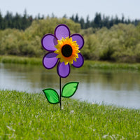 In the Breeze 12 Inch Purple Sunflower Wind Spinner with Leaves