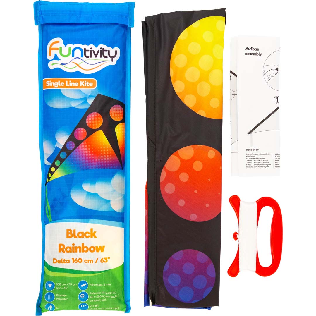 63&quot; Funtivity Delta Kite - Black Rainbow