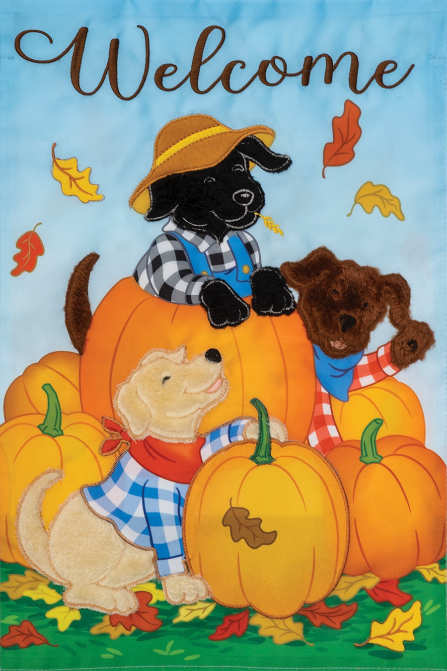 12" Burlap Garden Flag - Pumpkins and Dogs