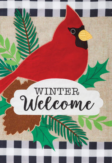 Winter Cardinal Garden Embroidered Double Sided Decorative Flag