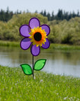 In the Breeze 12 Inch Purple Sunflower Wind Spinner with Leaves